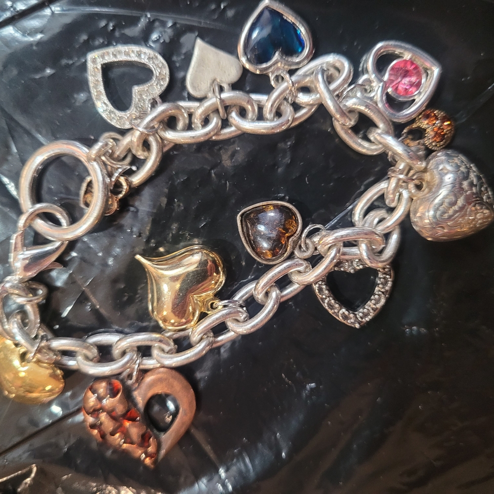 Hand Crafted Silver and Gold Heart Charm Bracelet
